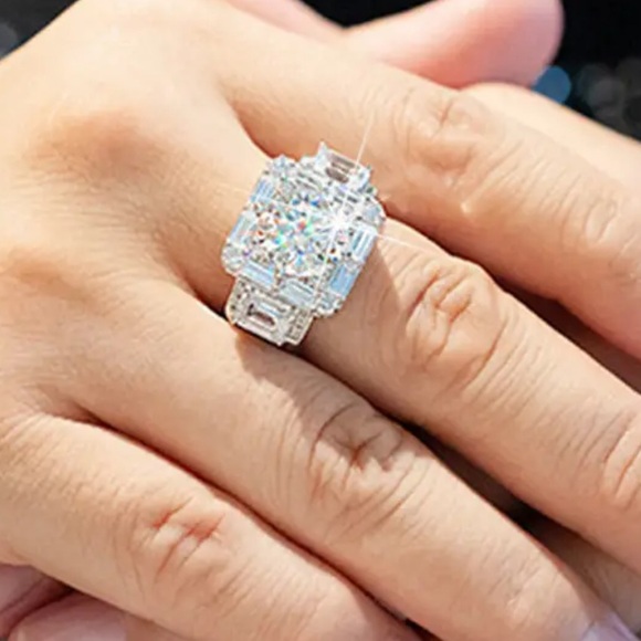 5 Ct Round Simulated Diamond Cluster Bling, Iced Out, Unisex, Badass Ring Sz 9 - Picture 4 of 13